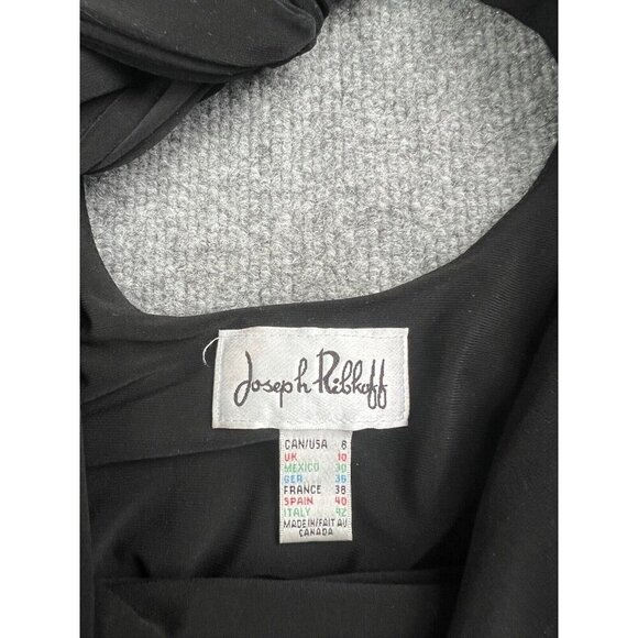 Joseph Rikkoff Sleeveless Dress Women's 6 Black Tie Neck Pleated Balloon Front - Picture 2 of 8